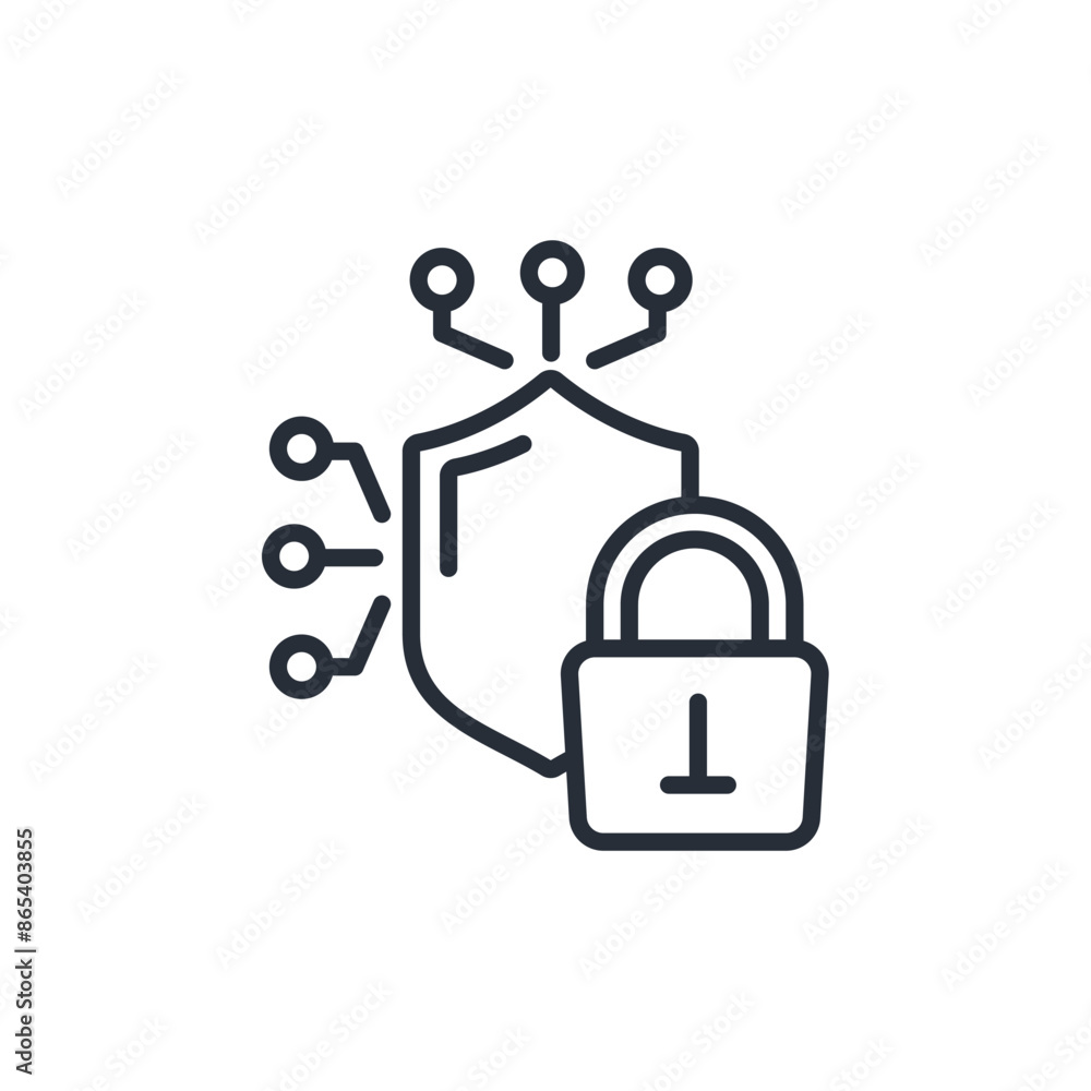 Poster cyber security icon. vector.editable stroke.linear style sign for use web design,logo.symbol illustr