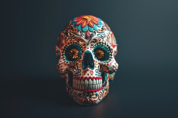 Colorful Sugar Skull on Table