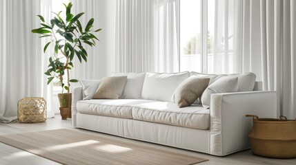 Naklejka premium living room with sofa couch, cozy home