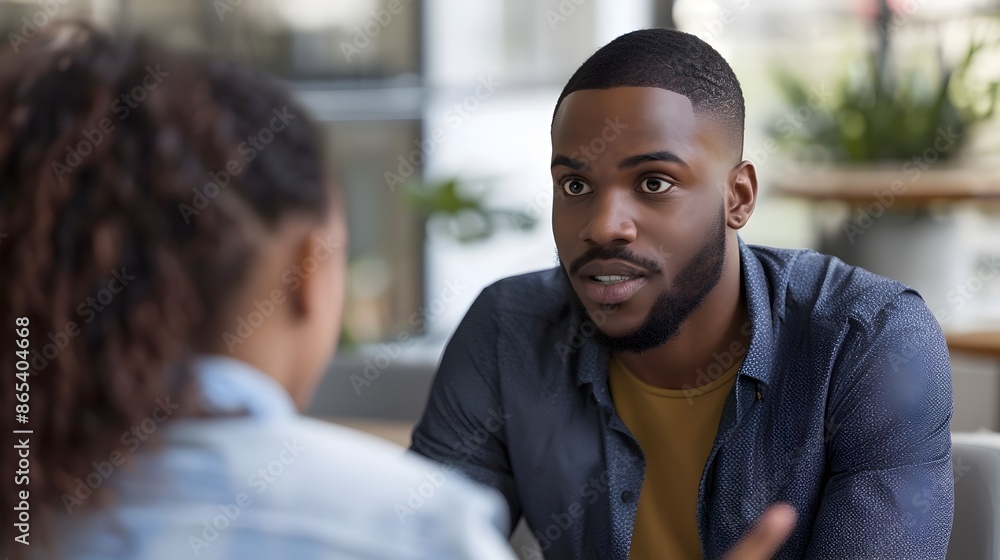 Aufkleber engaged interviewer listens intently as candidate speaks during job interview