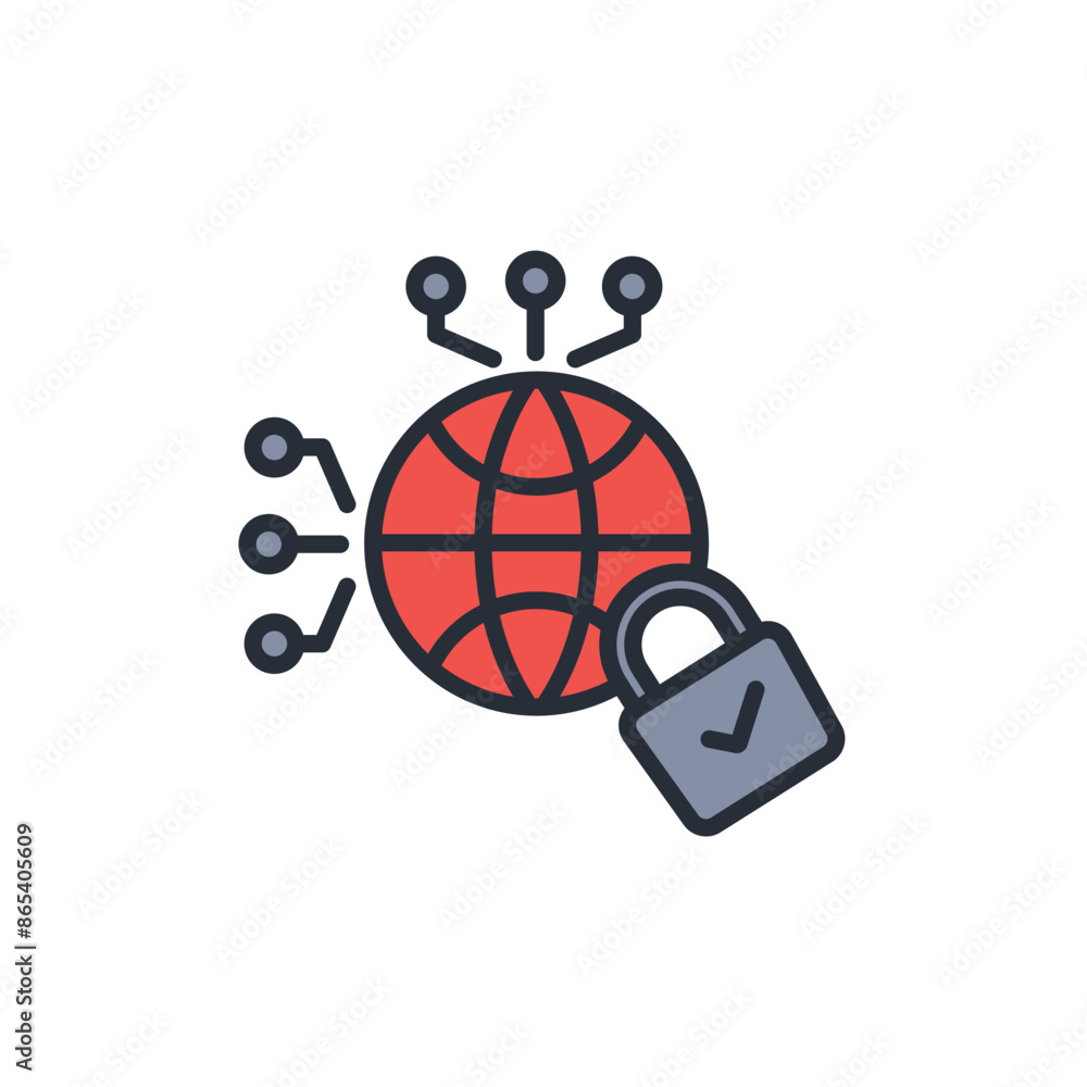 Poster cyber security icon. vector.editable stroke.linear style sign for use web design,logo.symbol illustr