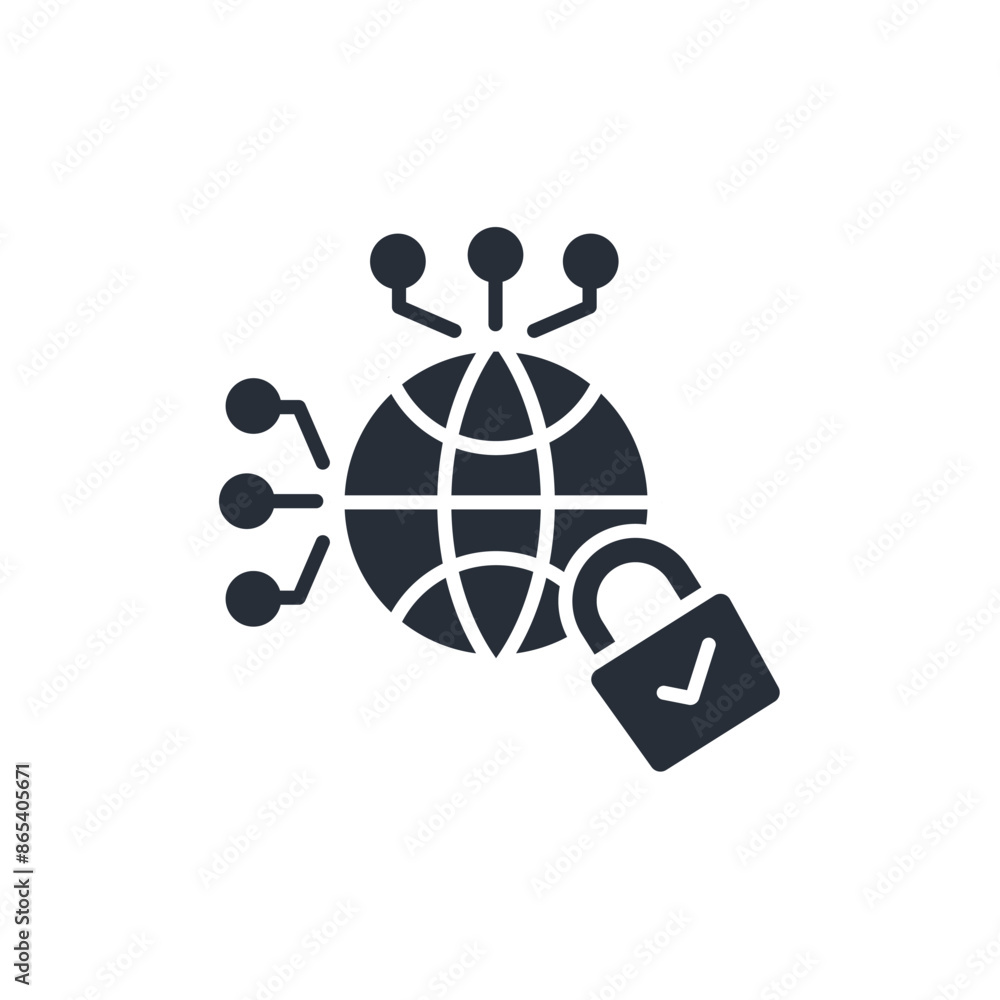 Poster cyber security icon. vector.editable stroke.linear style sign for use web design,logo.symbol illustr