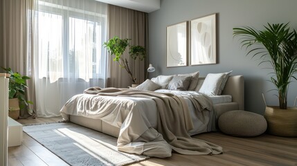 beautiful interior design home bedroom, cozy big bed