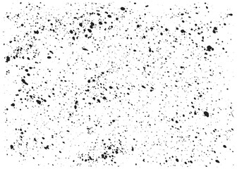 Black paint splashes grunge grainy texture. Ink drops vector background.
