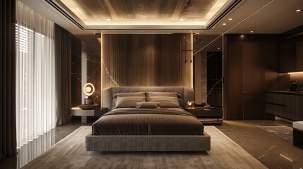 Fototapeta premium comfy home interior of a bedroom