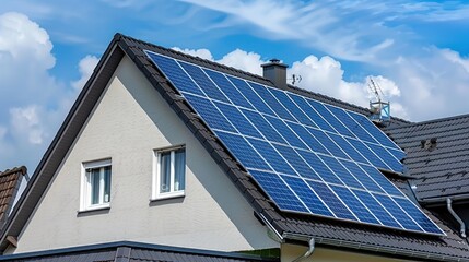 Naklejka premium House with solar panel on the roof 