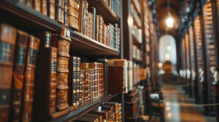 Fototapeta premium Meticulously arranged books in a library, reflecting the beauty of order and the richness of literary exploration