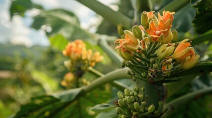 Fototapeta premium Edible flowers of the papaya tree