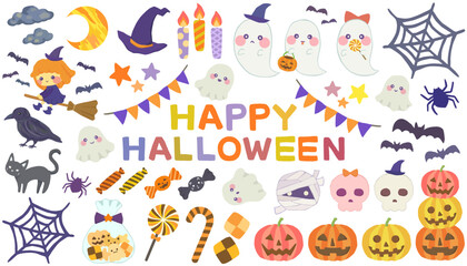 ハロウィンのイラストセット ベクター素材