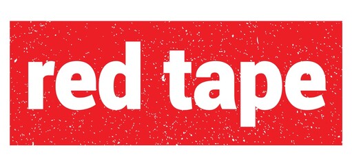 red tape text written on red stamp sign.