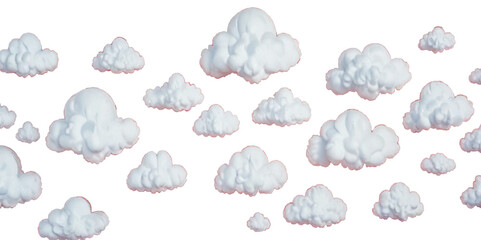 Realistic white vector set clouds on transparent Background. Outdoor different type of nature sky clouds. White Fluffy Clouds Set. Weather Cloudscape Design. Vector Illustration