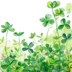 Fototapeta premium Fresh Organic Nature: Watercolor Clover Background for Dairy Products