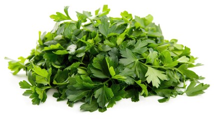 Obraz premium Heap of isolated fresh green parsley leaves