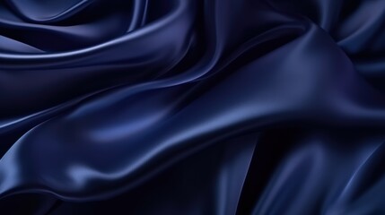 Fototapeta premium Abstract Draped Navy Blue Satin Fabric Texture