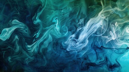 Abstract Blue and Green Smoke Art Background for Creative Projects