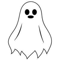 A monochromatic sketch depicting a ghost with two visible eyes