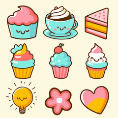 Cute International Friendship Day Cup Cakes Elements