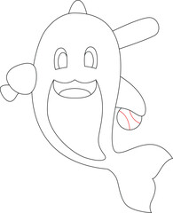 Dolphin Baseball Baseball bat Animal Vector Graphic Art Illustration