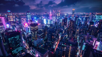 Obraz premium Tokyo Skyline at Night: A Glowing Metropolis