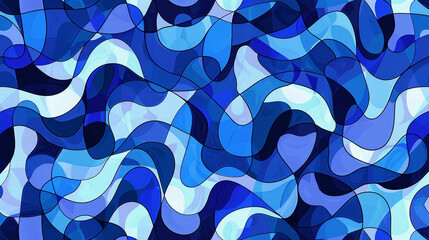 Dark blue & light blue Fauvism Seamless Pattern 