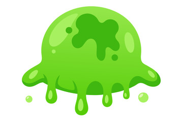 Cartoon green slime with splash on white background
