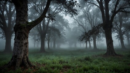 Obraz premium Peer through the veil of ethereal mist to glimpse hidden realms beyond ai_generated