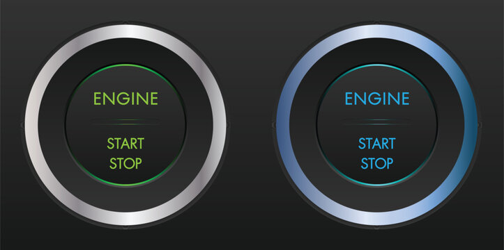 Green and Blue lighting engine start stop button