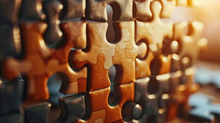 Jigsaw puzzle connecting together. Team business success partnership or teamwork.