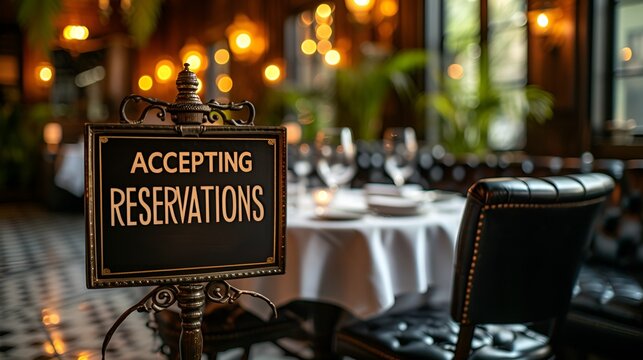 Sign that reads “ACCEPTING RESERVATIONS” - restaurant - fine dining - scheduling - planning - food - chef - new establishment - grand opening 