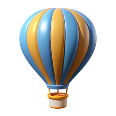 Fototapeta premium A digital illustration of a hot air balloon with blue and yellow stripes, ready for a scenic flight
