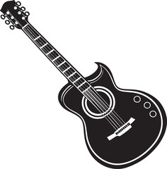 acoustic guitar illustration black and white 