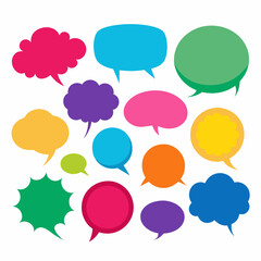 Numerous vibrant speech bubbles against a white backdrop
