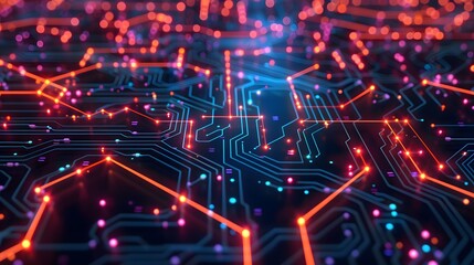 Fototapeta premium A computer chip with a brain on it. The brain is orange and surrounded by a black background