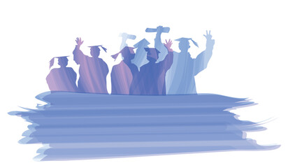 Graduation silhouette celebration with copy space.