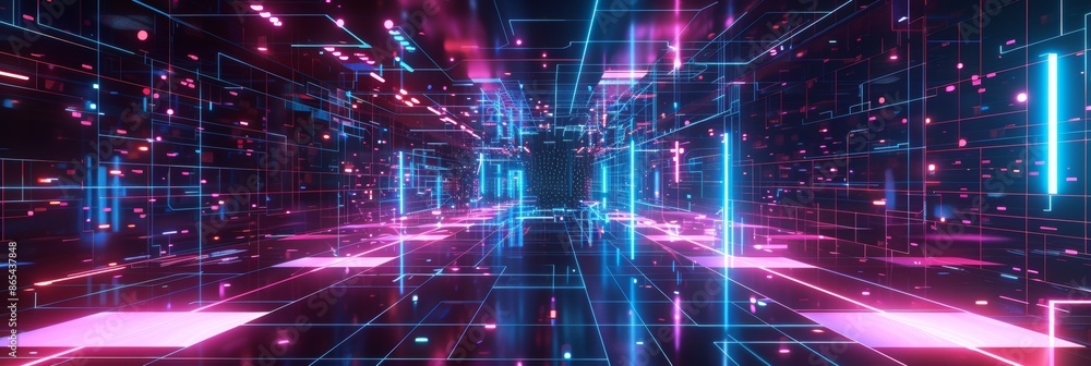 Aufkleber internet of things iot augmented reality, a futuristic abstract background with holographic grids an