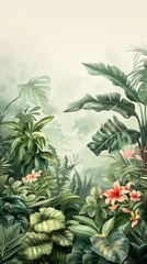 Abstract artistic background. Leaves, tropical, forest, palm. Textured background. Watercolor illustration. modern Art. Wall art, mural, wallpaper. AI generated illustration