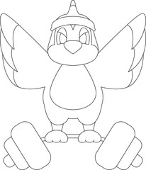 Parrot Bodybuilding Dumbbell Animal Vector Graphic Art Illustration