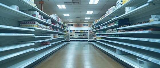 White shelves at an abandoned grocery shop