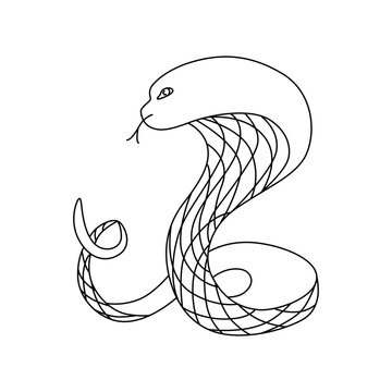 Snake line - symbol Chinese oriental New Year 2025 symbol. Vector stock hand drawing illustration for design template tattoo or congratulations greeting card, banner, calendar. Editable stroke.