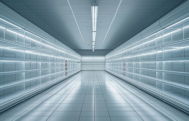 Obraz premium White shelves at an abandoned grocery shop