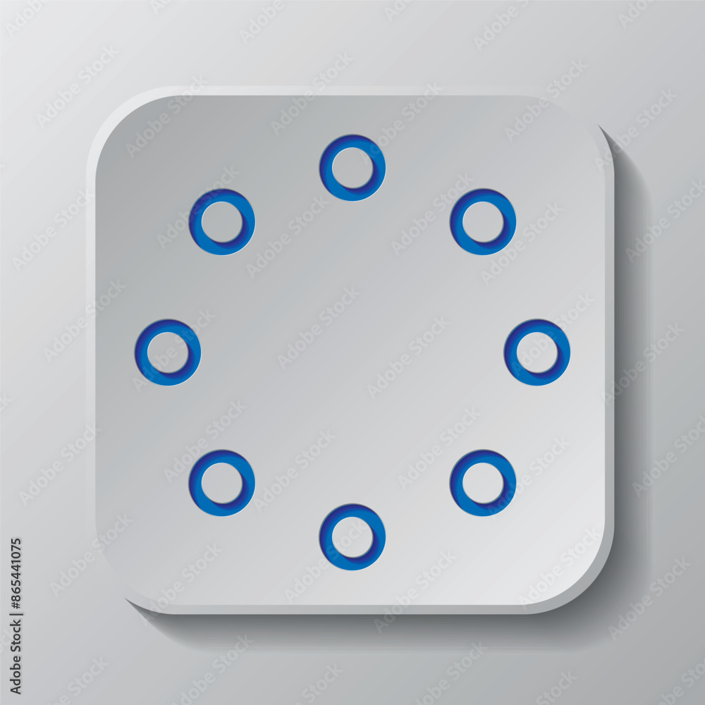 Poster loading vector simple icon. flat design. paper cut design. cutted blue symbol with shadow. gray badg