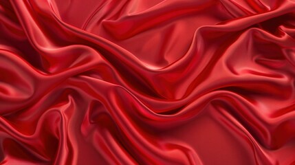 Obraz premium Elegant red satin fabric with intricate folds and ripples, perfect for fashion and beauty concept