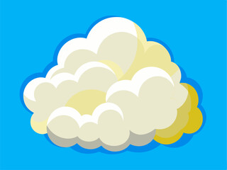 Cartoon clouds on blue background with sky, water, balloon, and tree