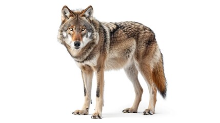 Fototapeta premium Gray wolf isolated on white background Generative AI