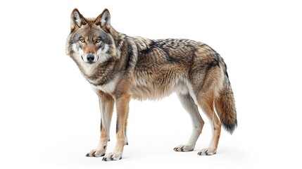 Gray wolf isolated on white background Generative AI