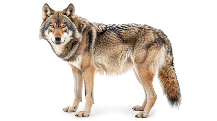 Gray wolf isolated on white background Generative AI