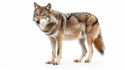 Fototapeta premium Gray wolf isolated on white background Generative AI