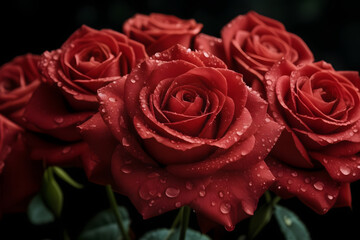 Fototapeta premium stunning bouquet of vibrant red roses, elegantly arranged, perfect for a romantic wedding or Valentine's Day celebration, symbolizing love and passion