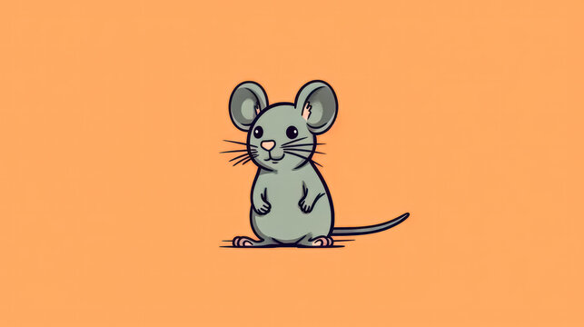 A cartoon mouse is standing on a yellow background