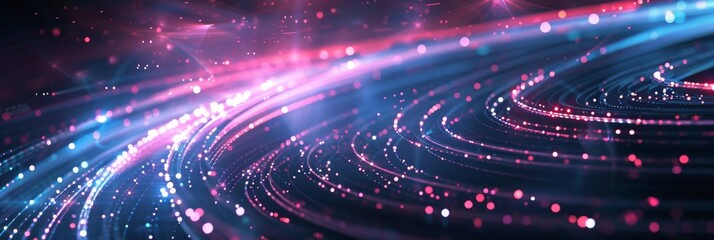  Network, an abstract geometric pattern with neon lights and flo